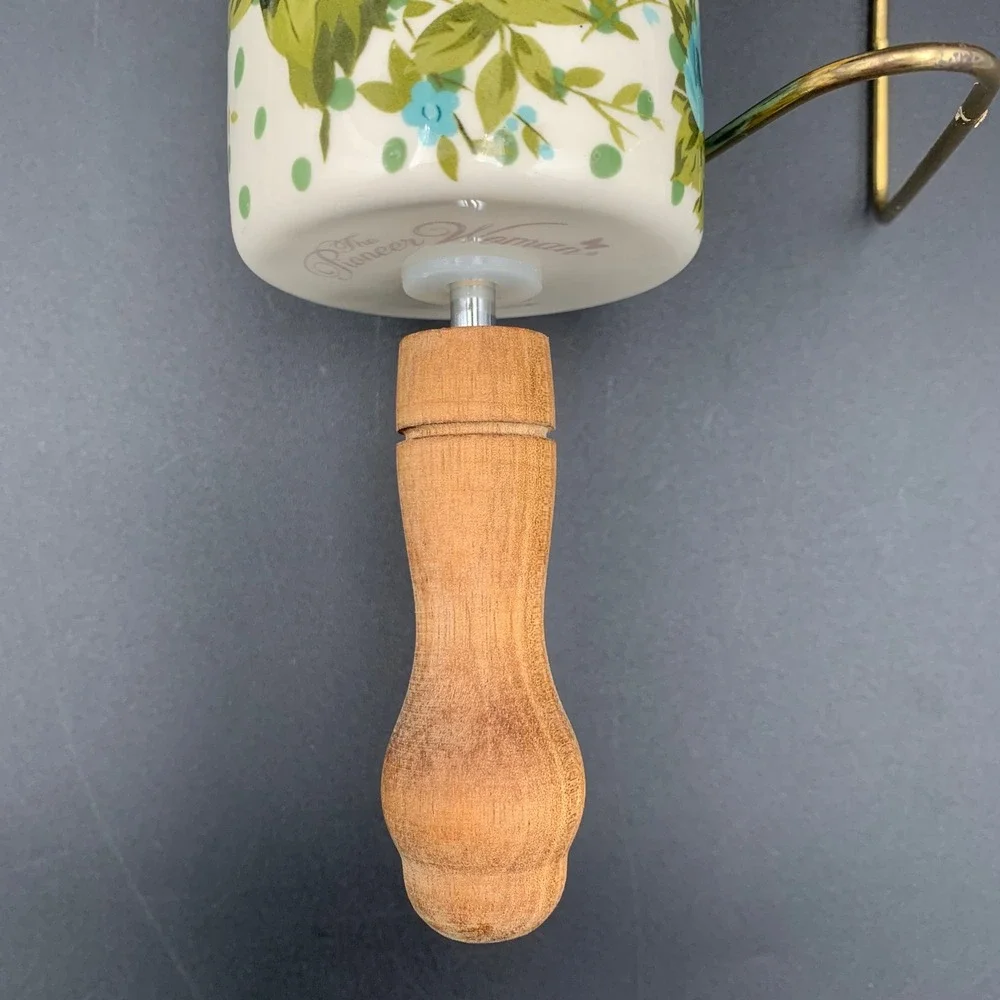 Pioneer Woman Breezy Blossom Ceramic Rolling Pin Wood Handle Floral Dots Retired